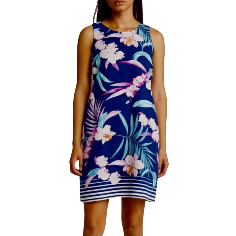 Tommy Bahama Orchid Opulence Print 100% Silk Shift Dress • Medium • LIKE NEW
